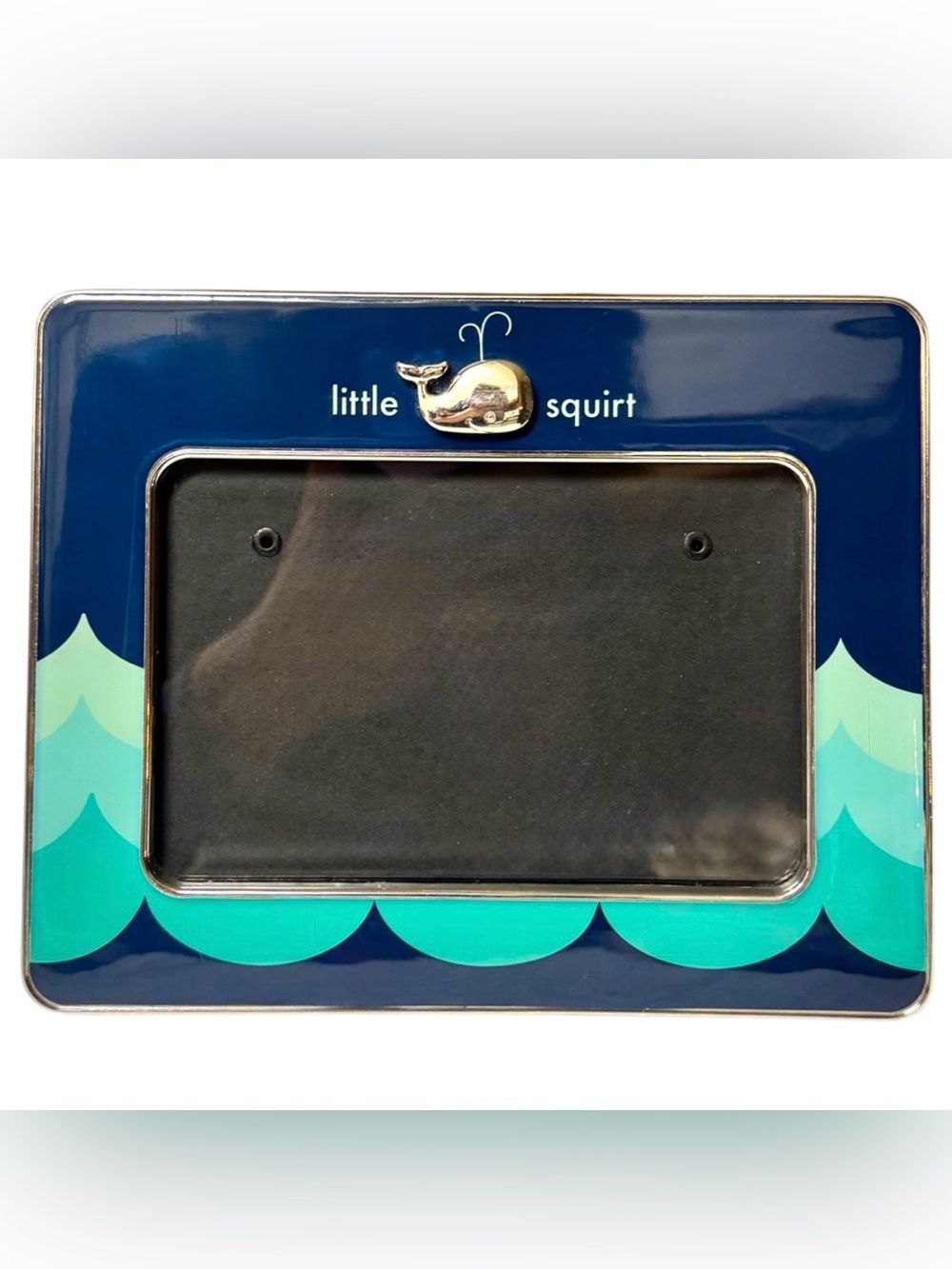 Demdaco x Nat & Jules Little Squirt Whale Enameled Metal Glass Frame 4x6 Nursery